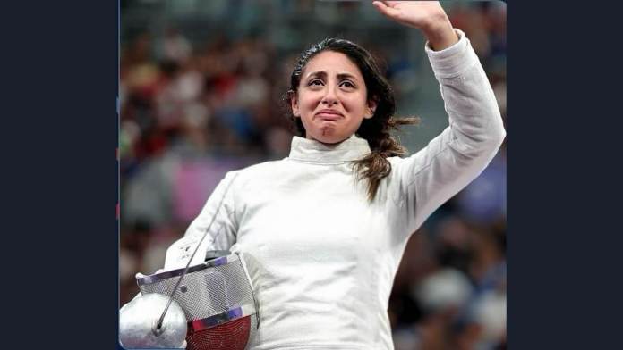Nada Hafez, la esgrimista egipcia que, embarazada, compitió en París 2024. Foto: Instagram Nada Hafez
