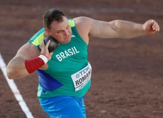 Romani, durante la final de la prueba masculina del lanzamiento de bala de los Campeonatos Mundiales de Atletismo, el 15 de julio de 2022, en el estadio Hayward Field de Eugene (Oregon, EE.UU.). EFE/Kai Forsterling