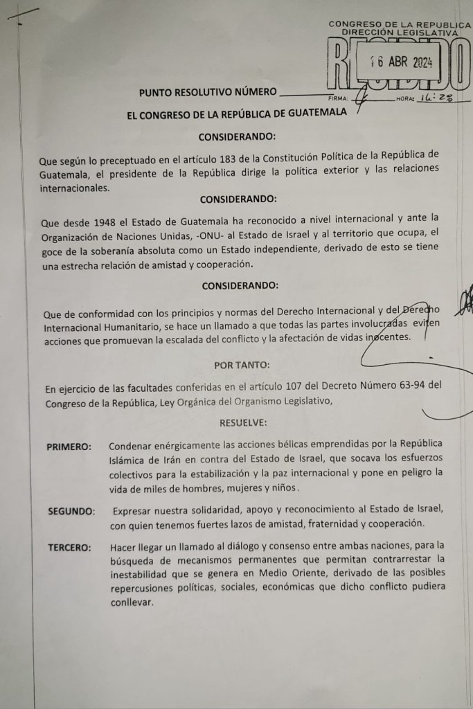 El punto resolutivo contiene varias firmas de diputado, el mismo se emitió el pasado 16 de abril.