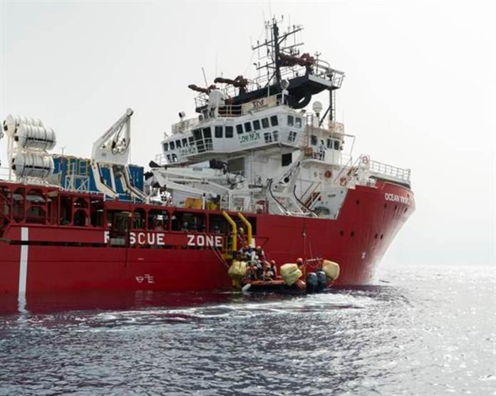 La nave humanitaria Ocean Viking, de la ONG europea SOS Mediterranée, EFE/ Charles Thiefaine/SOS Mediterranée