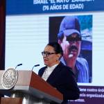 La secretaria de Seguridad y Protección Ciudadana (SSPC), Rosa Icela Rodríguez, habla durante la rueda de prensa matutina del presidente de México. EFE/ Mario Guzmán