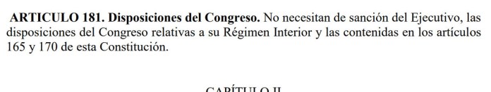 Artículo 181 de la Constitución. Foto La Hora / captura de pantalla