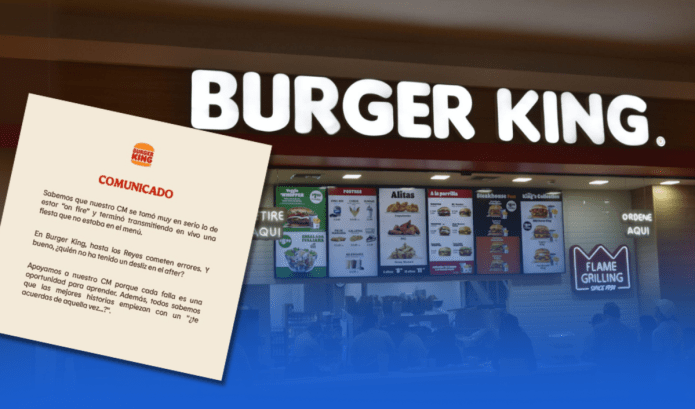 se muestra un restaurante de la cadena de alimentos y el comunicado que fue publicado.Foto: Burguer king ec / Mall del pacífico/ canva