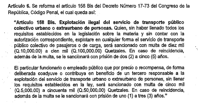El artículo 158 bis del Código Penal se refiere al transporte ilegal de personas. Foto: captura de pantalla