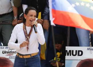 Fotografía del 3 de agosto de 2024 de la líder opositora de Venezuela María Corina Machado. EFE/ Ronald Peña R.