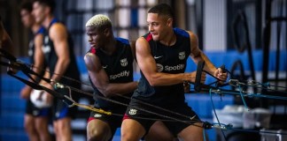 Fotografía cedida por el Fútbol Club Barcelona de jugadores del equipo durante un entrenamiento en Annapolis, Maryland (EE. UU.). EFE/ Marc Graupera/Fútbol Club Barcelona/