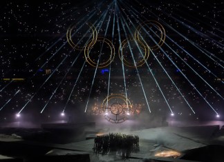 Aspecto de la ceremonia de clausura de los Juegos Olímpicos de 2024, en el Stade de France, el domingo 11 de agosto de 2024, en Saint-Denis, Francia. (AP Foto/David Goldman)