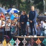 "Los medallistas de oro y bronce, Adriana Ruano y Jean Pierre Brol, invitados de honor en la izada de la Bandera Nacional", Foto: José Orozco / LH