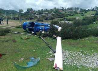 Ministro de Energía y Minas sale ileso tras accidentarse helicóptero en Huehuetenango