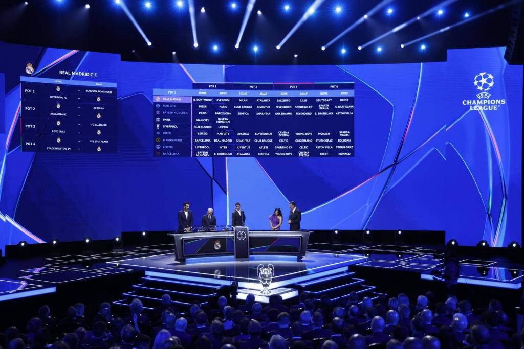 Vista general del sorteo de la UEFA Champions League en Mónaco, el 29 de agosto de 2024. (Liga de Campeones) EFE/EPA/SEBASTIEN NOGIER