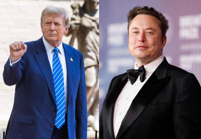 Combo de fotografías de archivo del expresidente y actual candidato republicano a las elecciones presidenciales de Estados Unidos, Donald Trump, y el magnate y propietario de la red social X, Elon Musk. EFE/ Jim Lo Scalzo/Caroline Brehman