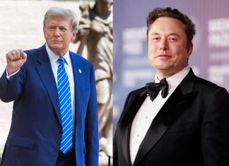 Combo de fotografías de archivo del expresidente y actual candidato republicano a las elecciones presidenciales de Estados Unidos, Donald Trump, y el magnate y propietario de la red social X, Elon Musk. EFE/ Jim Lo Scalzo/Caroline Brehman