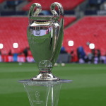 Vista del trofeo de la Liga de Campeones en el estadio de Wembley, escenario de la última final. EFE/Kiko Huesca