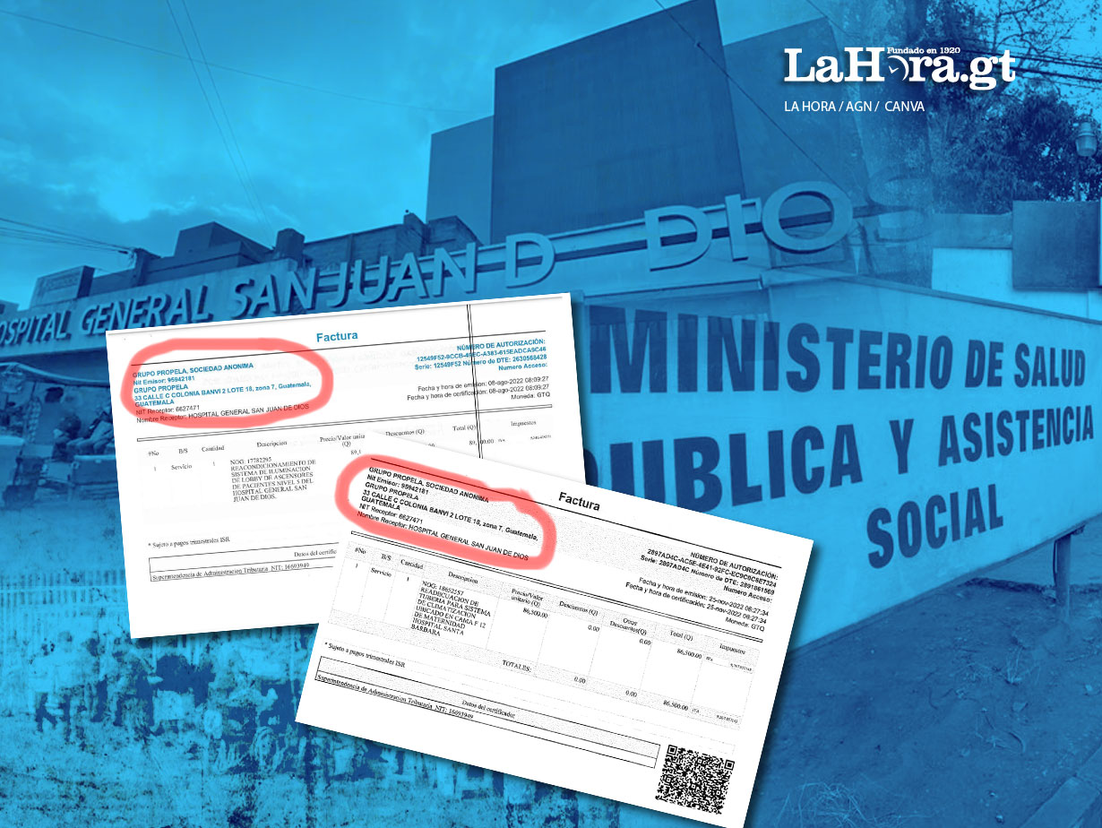 El Ministerio de Salud en el periodo de Alejandro Giammattei, hizo compras con una empresa señalada en el caso de evasión fiscal B410. Arte: Roberto Altán/LH