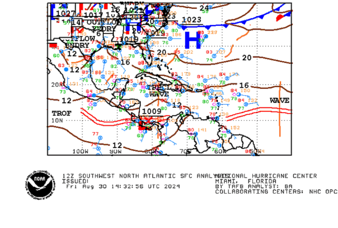 Se observa el acercamiento de una onda del este desde Nicaragua. Foto: NOAA