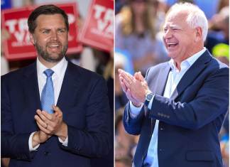 Combo de fotografías de archivo del senador republicano por Ohio, JD Vance y el gobernador demócrata de Minnesota, Tim Walz. EFE/ EPA/ ALLISON DINNER/ CRAIG LASSIG/ ARCHIVO