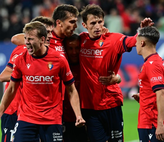 Jugadores del Osasuna celebran