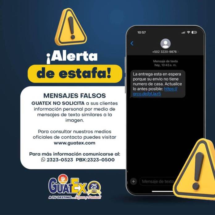 Guatex alerta de estafas usando usurpando su nombre. Foto: Guatex