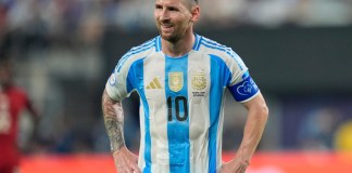 El argentino Lionel Messi durante un partido de semifinales de la Copa América contra Canadá en East Rutherford, Nueva Jersey, el 9 de julio de 2024. (AP Foto/Julia Nikhinson, Archivo)