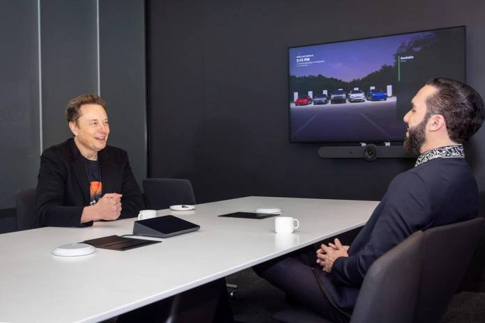 Reunión entre Elon Musk y el presidente salvadoreño, Nayib Bukele. EFE/ Gobierno de El Salvador