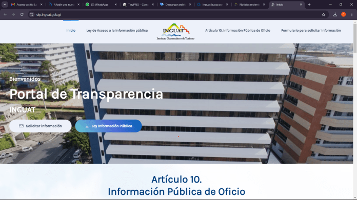 Inguat implemento Oficina de Transparencia y Probidad. Foto: Captura de pantalla