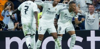 Vini Jr., Jude y Mbappé celebrando un gol