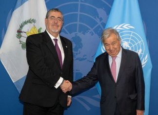 Presidente Bernardo Arévalo se reúne con Antonio Guterrez, en Asamblea de la ONU. Foto: SCP