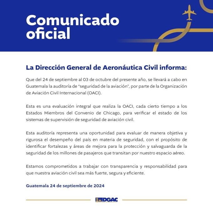 Aeronáutica anuncia auditoría de seguridad aérea por parte de la OACI