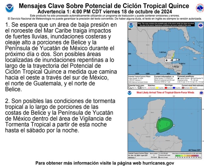 ¡Atención! Se aproxima la presencia del potencial ciclón tropical quince