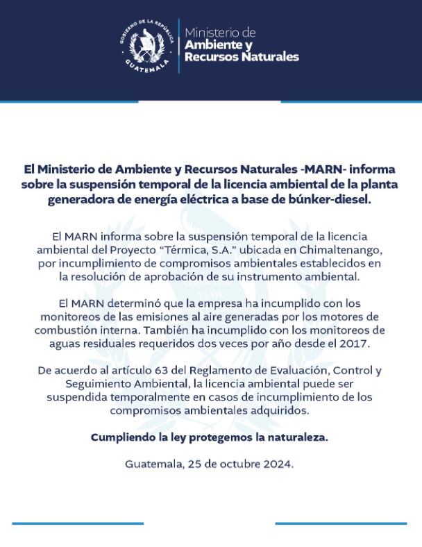 comunicado MARN