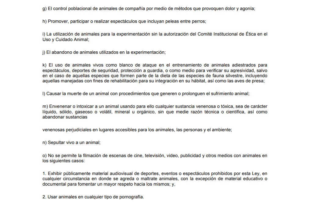 nfracciones Ley de Protección Animal