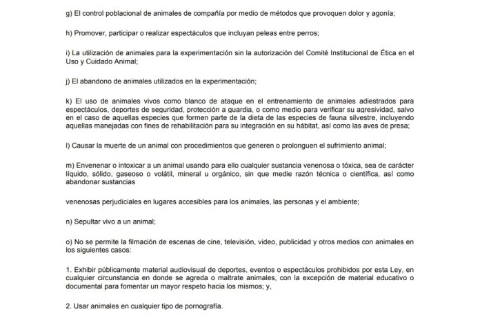 nfracciones Ley de Protección Animal