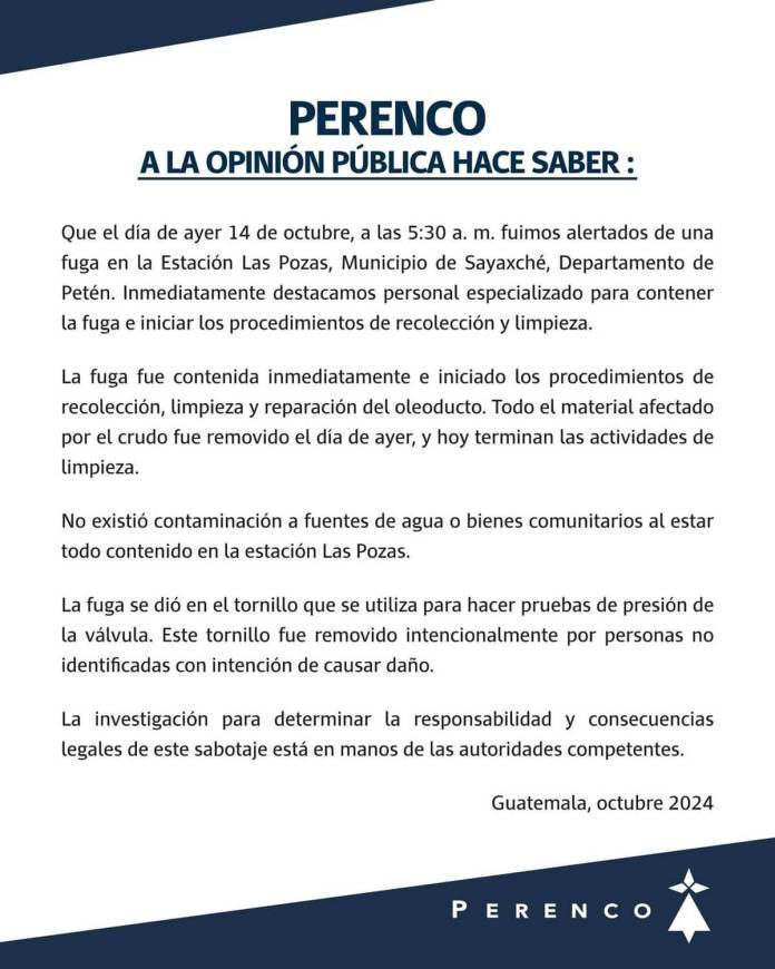 Pronunciamiento de Perenco. 