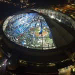 Vista aérea del techo destrozado del estadio Tropicana Field en el centro de San Petersburgo, Florida, tras el paso del huracán Milton la madrugada del jueves 10 de octubre de 2024. (Max Chesnes/Tampa Bay Times vía AP) La Hora