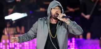 Eminem se presenta durante "Live From Detroit: The Concert at Michigan Central", el 6 de junio de 2024, en Detroit. (Foto AP/Carlos Osorio, Archivo)