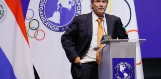 El presidente de Panam Sports, Neven Ilic, ha sido elegido este miércoles en la ciudad paraguaya de Luque para un tercer periodo que se extenderá hasta 2028. EFE/ Juan Pablo Pino