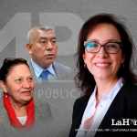 Flor de María Galvez magistrada electa de la CSJ, María Consuelo Porras y Rafael Curruchiche. Foto La Hora Alejandro Ramírez.