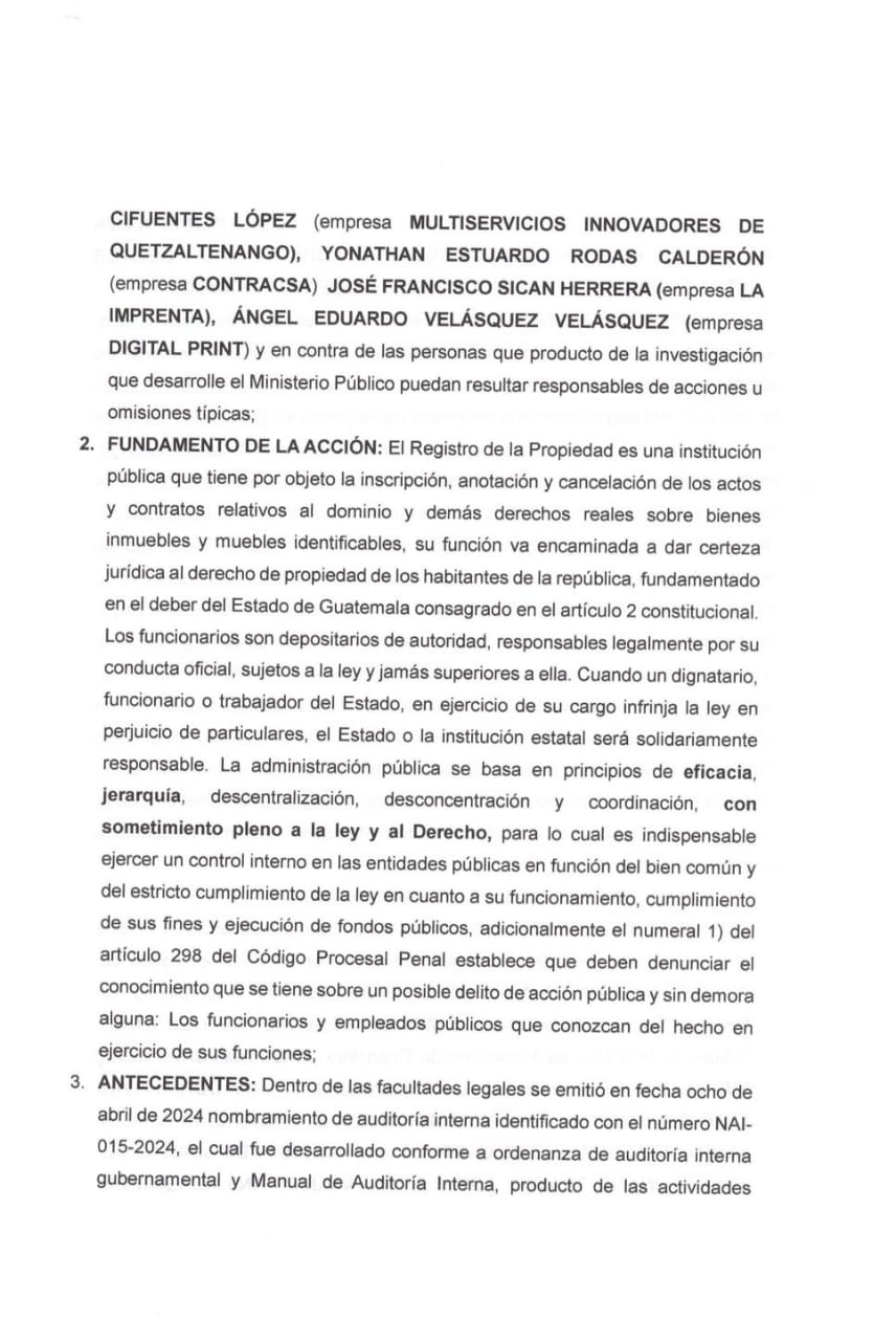 Fundamentos de la querella presentada ante el organismo judicial. Foto La Hora: Captura de Pantalla