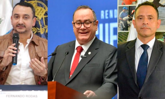 Fernando Rodas, Alejandro Giammattei y Hugo Cabrera. Fotos: Gobierno de Guatemala/La Hora