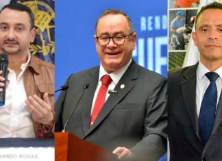 Fernando Rodas, Alejandro Giammattei y Hugo Cabrera. Fotos: Gobierno de Guatemala/La Hora