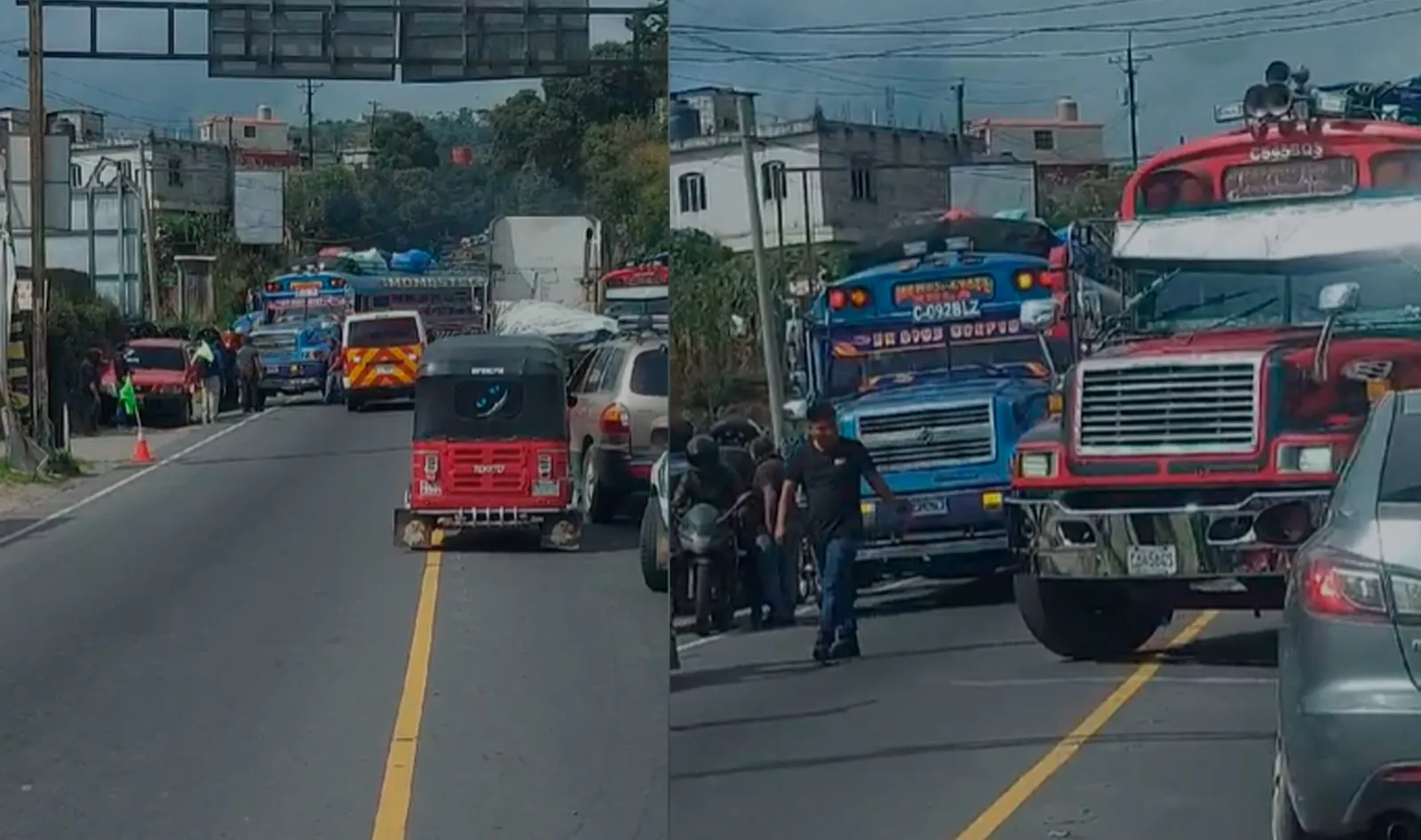 Buses impidieron el paso de una ambulancia. Foto CVB