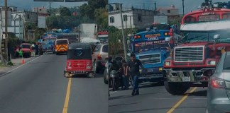 Buses impidieron el paso de una ambulancia. Foto CVB