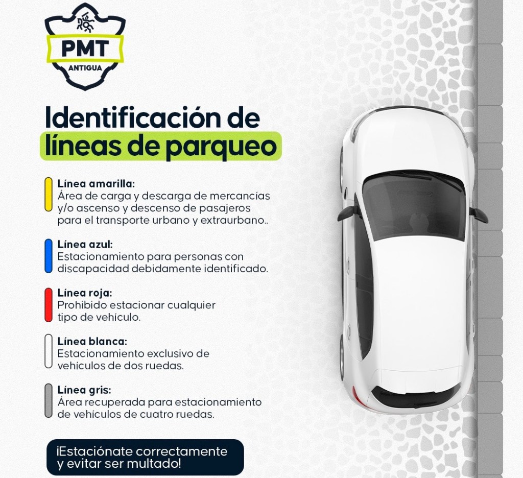 Los colores a identificar a la hora de estacionarse en Antigua Guatemala para evitar multas y cepos