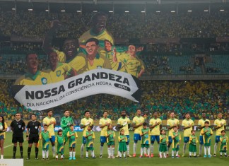 La tabla de posiciones en Conmebol marcha así después de 12 jornadas Los jugadores de Brasil cantan su himno nacional durante un partido de clasificación para la Copa Mundial de la FIFA 2026 contra Uruguay en el Arena Fonte Nova en Salvador, Brasil, el martes 19 de noviembre de 2024. Foto: La Hora/AP