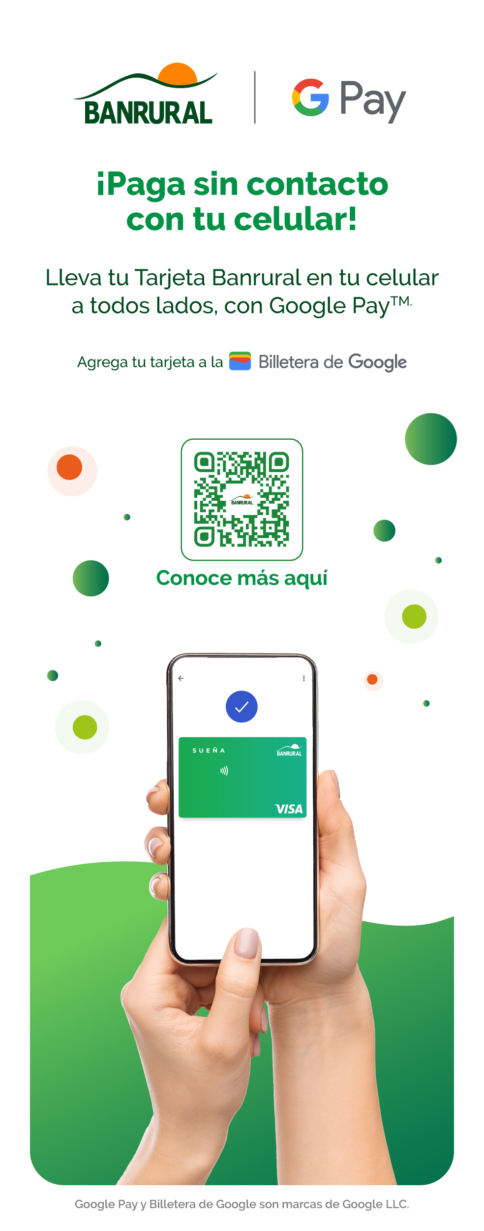 Banrural anunció la incorporación de Google Pay para sus tarjetas de crédito y débito. Foto: BANRURAL / La Hora. 