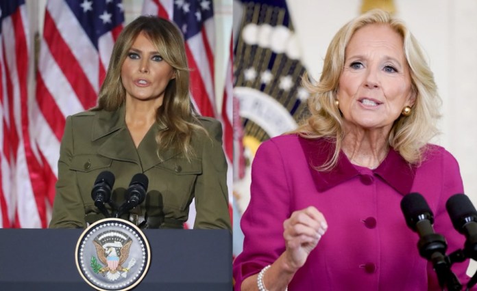 Combo de fotografías de Melania Trump (i) y Jill Biden (d). EFE/Alexander Drago/Michael Reynolds