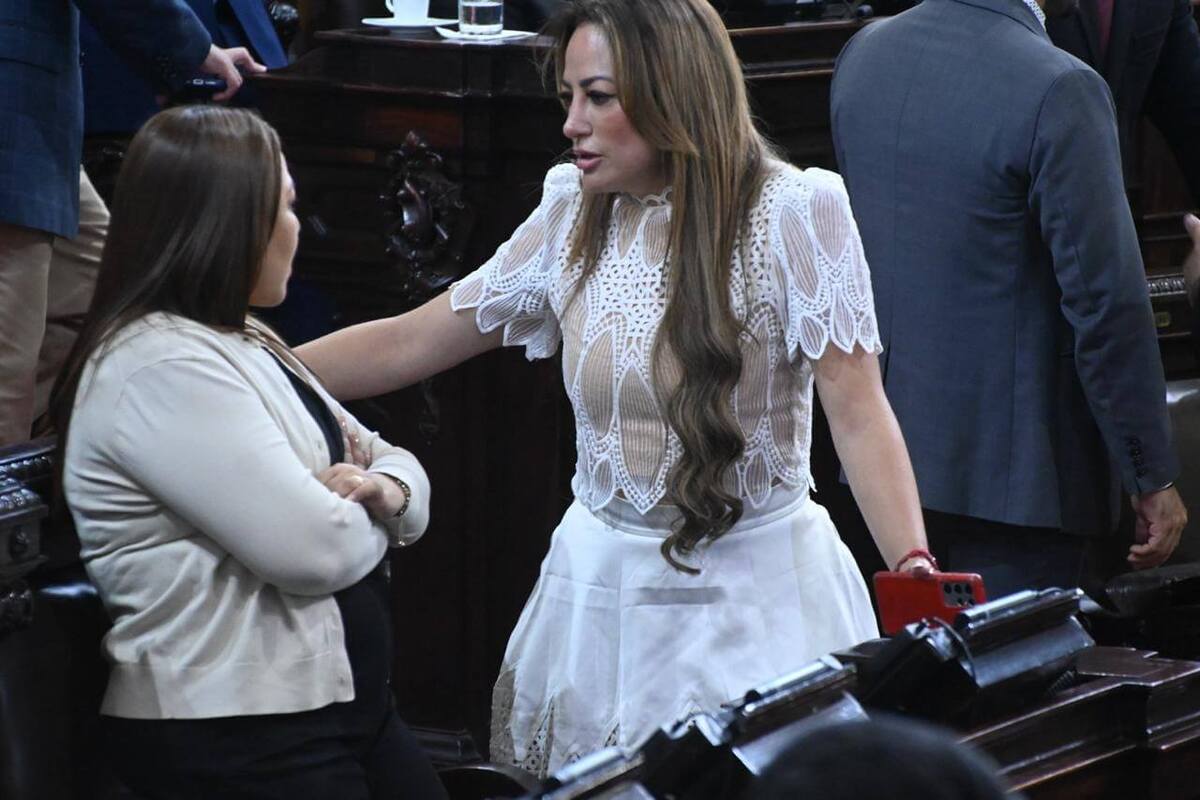 La diputada Nadia De León conversa con sus colegas este 7 de noviembre. Foto La Hora: Fabricio Alonzo