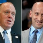 Tom Homan, a la izquierda, se ve en una foto del 26 de abril de 2018 en East Point, Georgia, y Stephen Miller, a la derecha, se ve en una imagen del 9 de octubre de 2024, en Reading, Pensilvania.