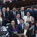 El partido político Movimiento Semilla, el pasado 26 de noviembre en el Congreso de la República. Foto: La Hora / Fabricio Alonzo.