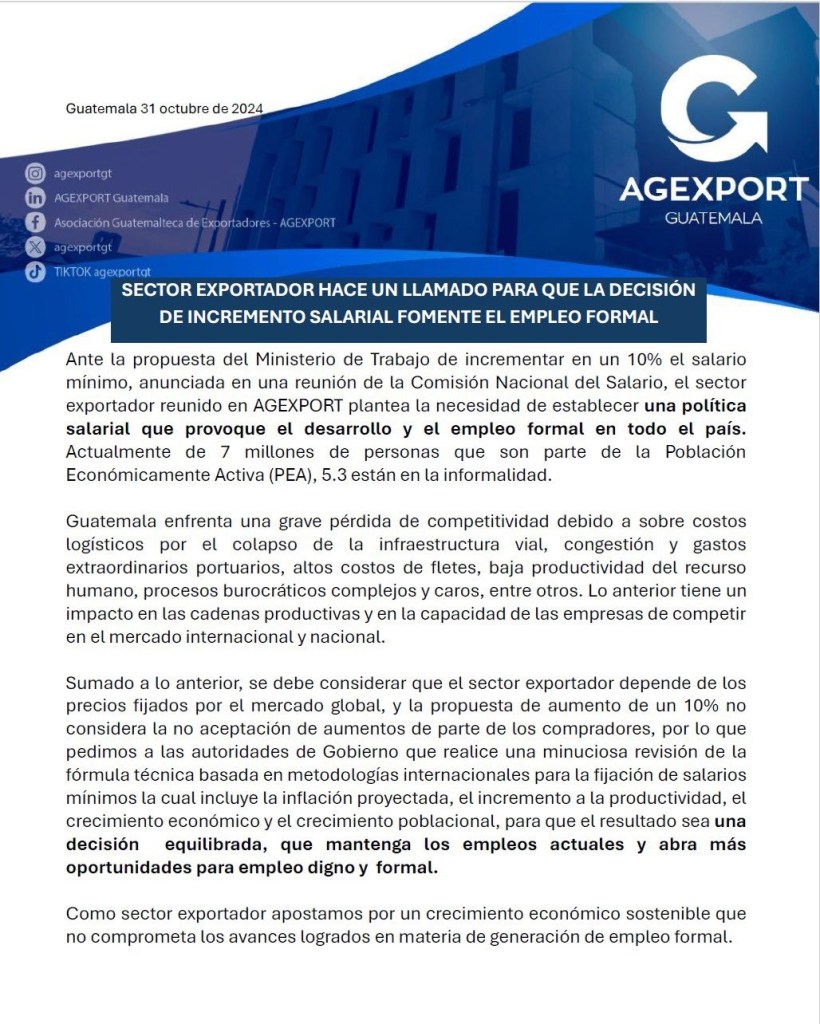 comunicado Agexport